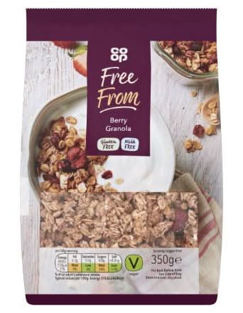 CO OP FREE FROM GRANOLA RED BERRY 350G