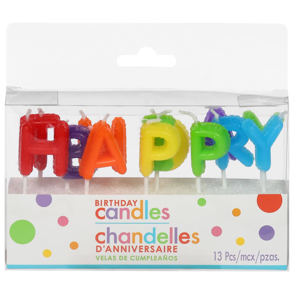 Party City Happy Birthday Cake Pick Candles, 2 1/4 In, Assorted (13 ct)