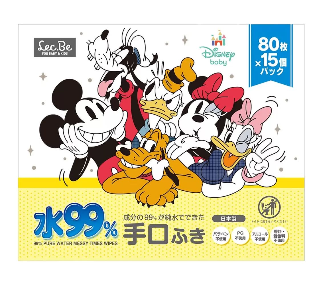 水99% 手口ふき / ミッキー＆フレンズ 80枚入ｘ15個 (1200枚)