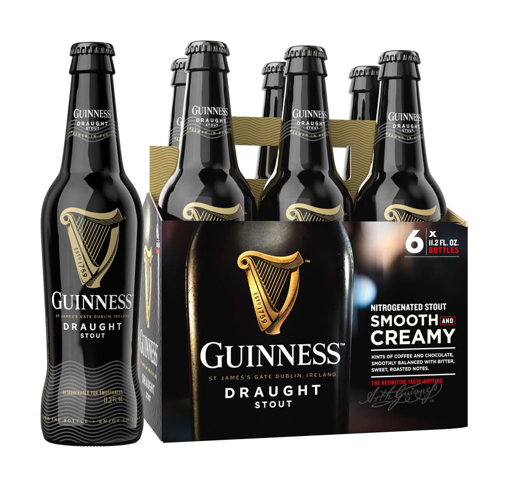 Guinness Draught Stout Beer (6 x 11.2 fl oz)