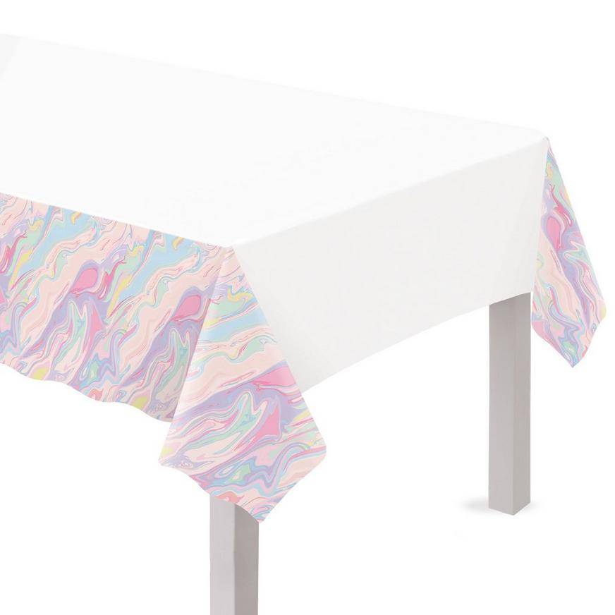 Party City Pastel Marble Plastic Table Cover