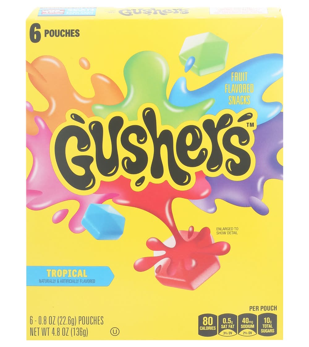 Gushers Fruit Flavored Snacks, Tropical (6 x 0.8 oz)