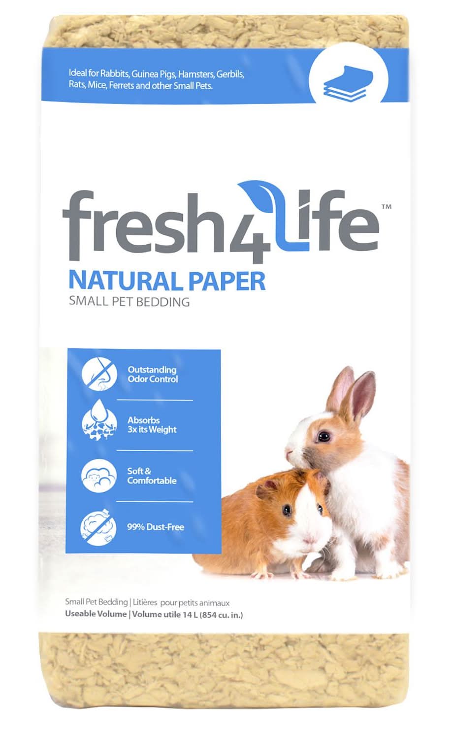 Fresh 4 Life Natural Paper Small Pet Bedding, 14 L