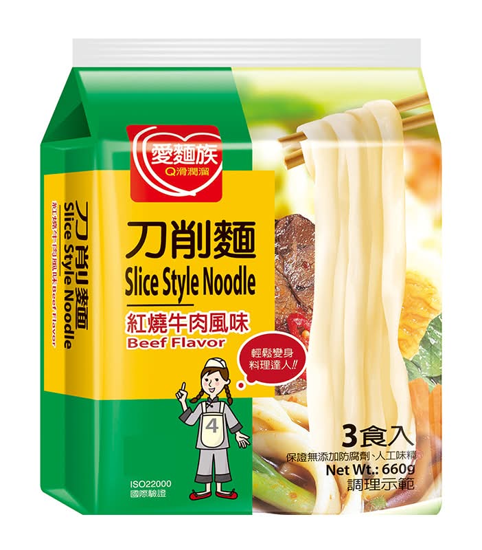 愛麵族紅燒牛肉刀削麵 220g*3 <660g克 x 1 x 1Set組>