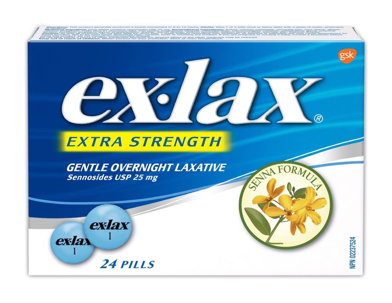 Ex-Lax Extra Strength Gentle Overnight Laxative Pills 25 mg (24 ct)