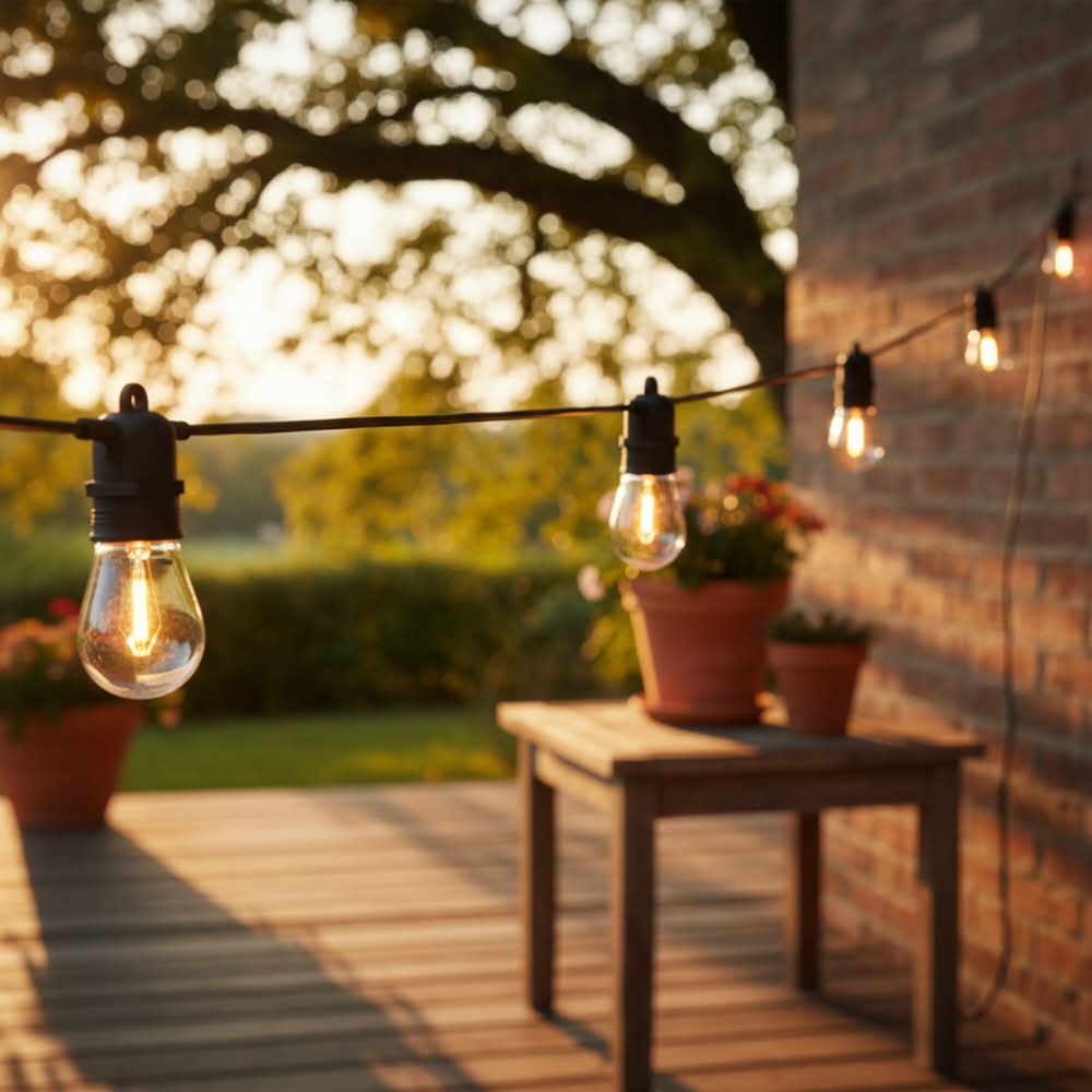 Harbor Breeze 48-ft Plug-in Black Indoor/Outdoor String Light with 18 White -Light LED Edison Bulbs