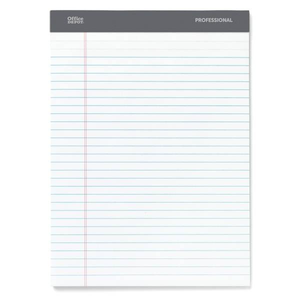 Office Depot Professional Writing Pads Legal/Wide Ruled (8.5" x 11.75"/white)