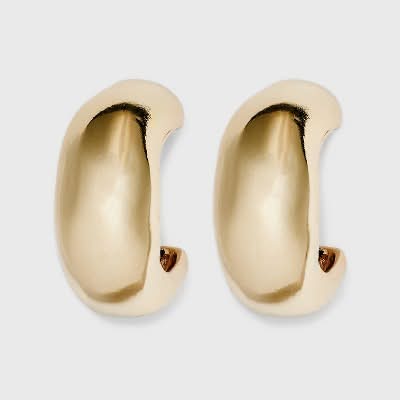 A New Day Nickel Free Metal Puffy Hoop Earrings, 1.14 in