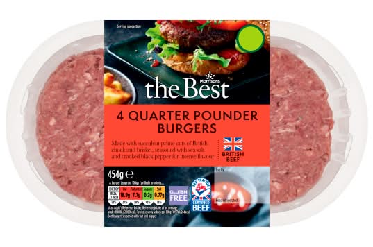 Morrisons The Best British Beef Quarter Pounders Burgers (454g)