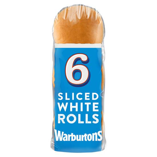 Warburtons Sliced Soft White Bread Rolls 6pk