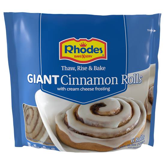 Rhodes Bake-N-Serv Giant Cinnamon Rolls With Cream Cheese Frosting (6 ct)