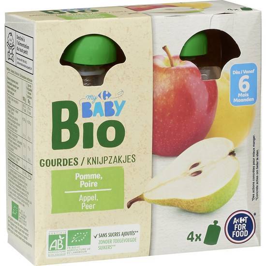 Carrefour Baby Bio - Desserts pour bébé dès 6 mois (pomme - poire)