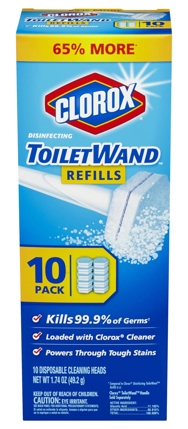 Clorox No Scent Toilet Wand Refill Heads 1.74 Oz Cloth