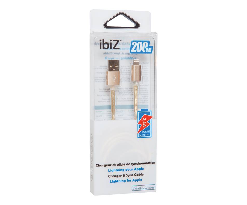 Ibiz chargeur et câble de synchronisation (1 unité, or) - charger & sync cable (1 unit)