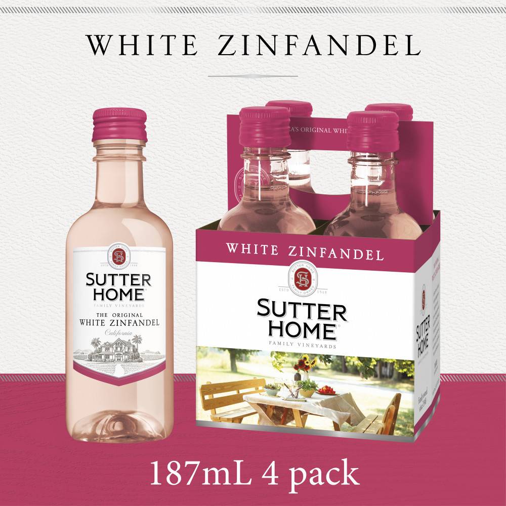 Sutter Home White Zinfandel Wine (4 pack, 187 ml)