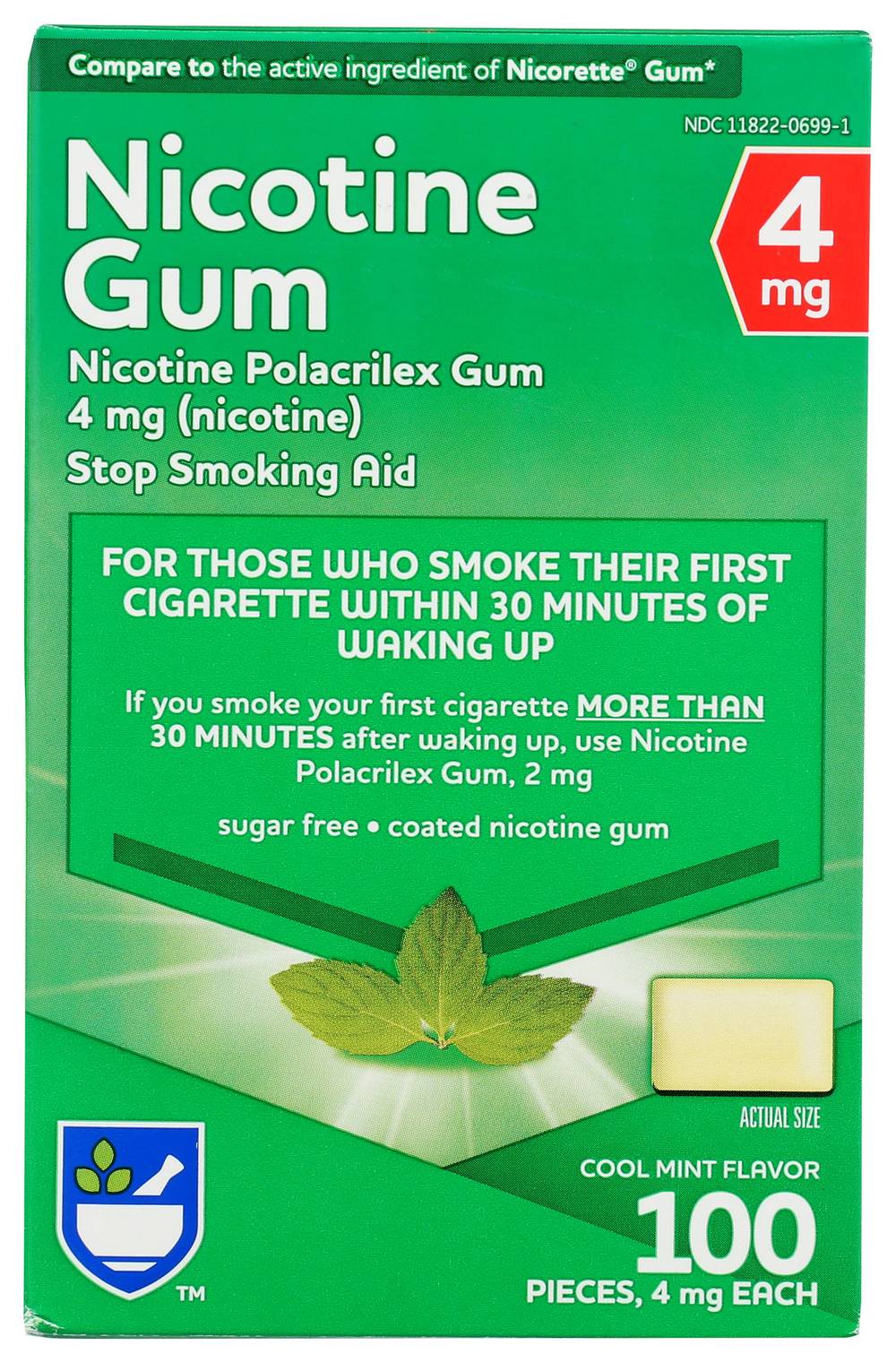 Nicorette Nicotine Gum (actual size /cool mint ) ( 100 ct )