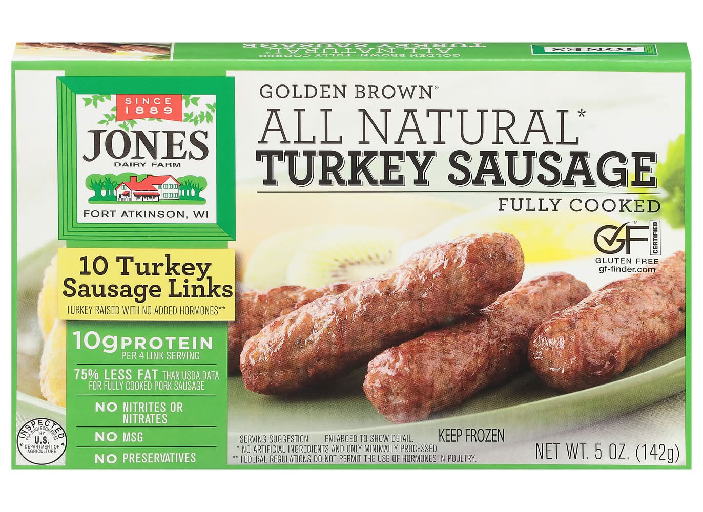 Jones Dairy Farm Golden Brown All Natural Turkey Sausage Links (5 oz, 10 ct)