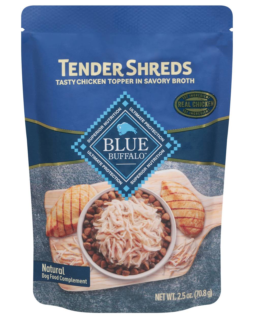 Blue Buffalo Tender Shreds in Savory Broth All Life Stages Dog Food, Chicken (2.5 oz)