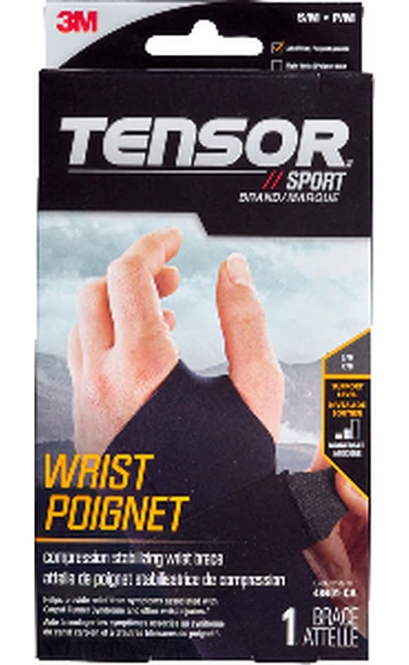 Tensor Sport Compression Stabilizing Left Hand Wrist Brace, Black