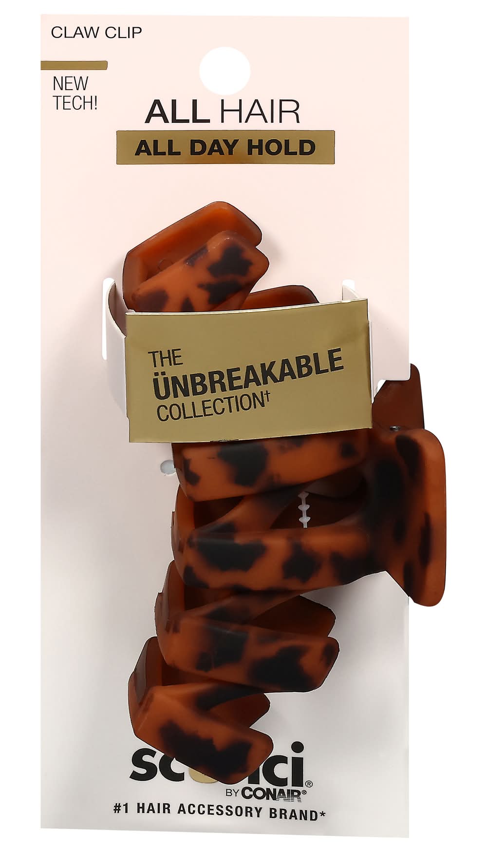 Scunci All Day Hold Unbreakable Hair Claw Clip, Brown