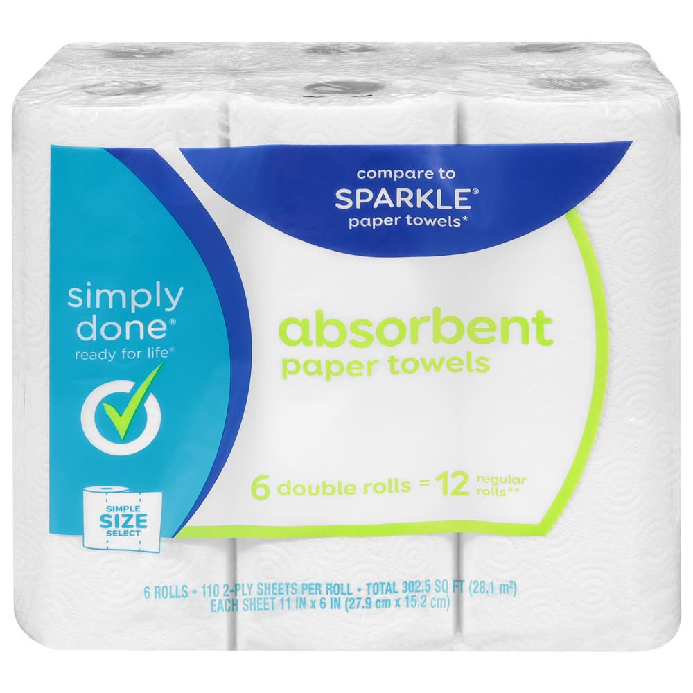 Simply Done Absorbent Sparkle Paper Towels, 11x6 in (6 ct)