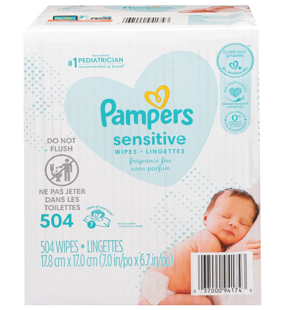 Pampers Sensitive Baby Wipes, 17.8x17.4 cm (504 ct)