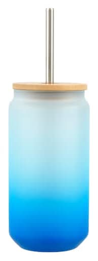 Make Market Frosted Glass Sublimation Tumbler With Bamboo Lid & Straw 18 fl oz, Blue