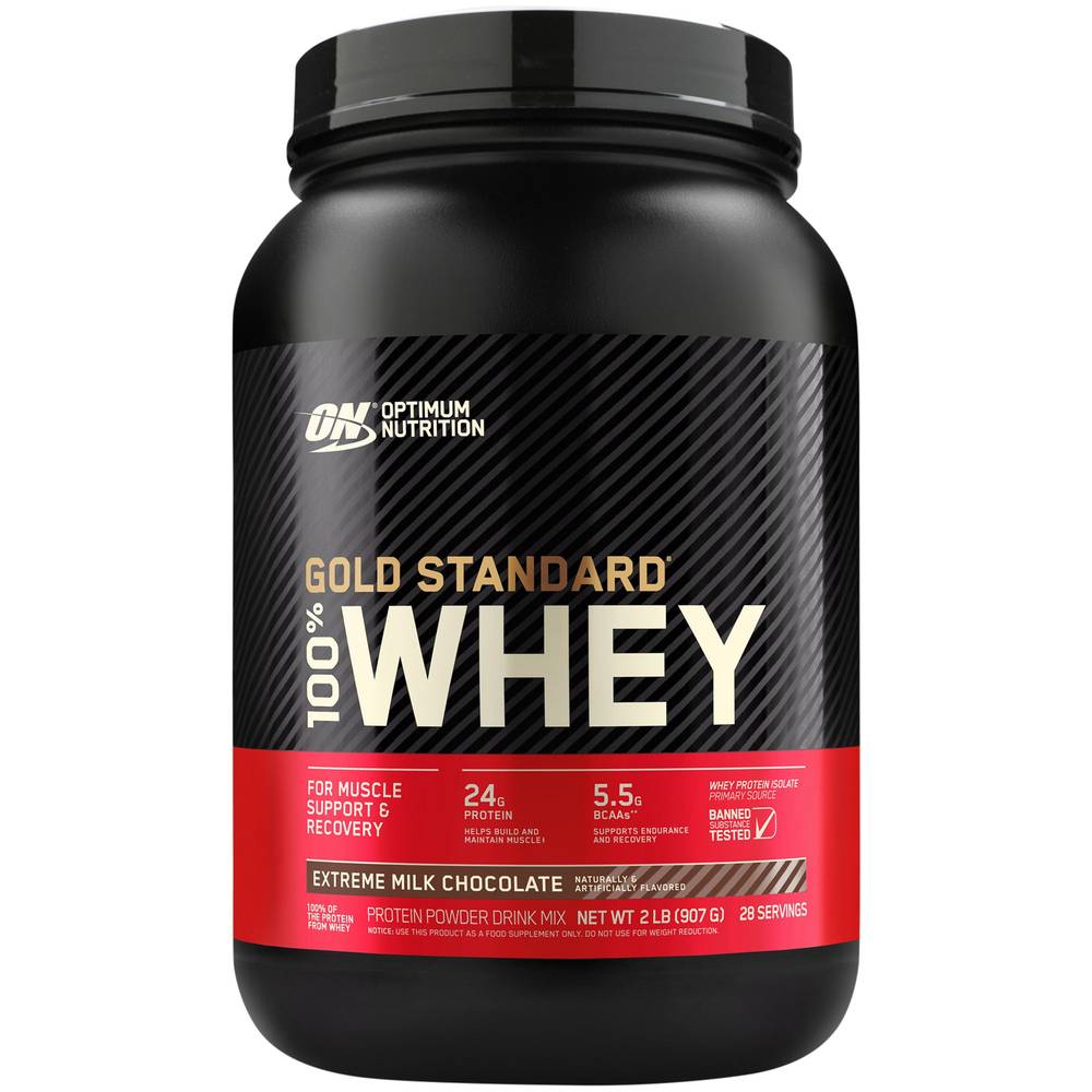 Optimum Nutrition Gold Standard 100% Whey Protein Powder Drink Mix, Milk Chocolate (2 lbs)