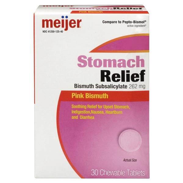 Meijer Stomach Relief Pink Bismuth Chewable Tablets (30 ct)