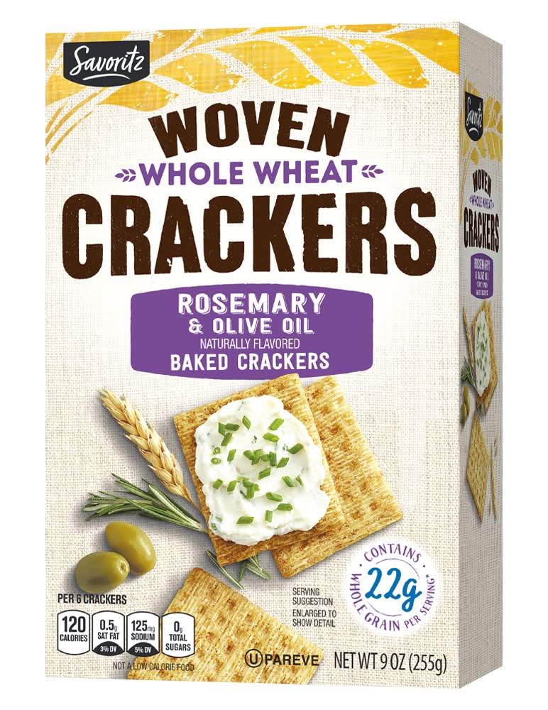 Savoritz Woven Whole Wheat Cracker, Rosemary Olive Oil (9 oz)