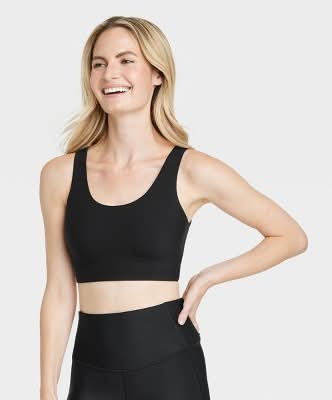 All In Motion Everyday Soft Medium Support Longline Sports Bra, Women, S, Black