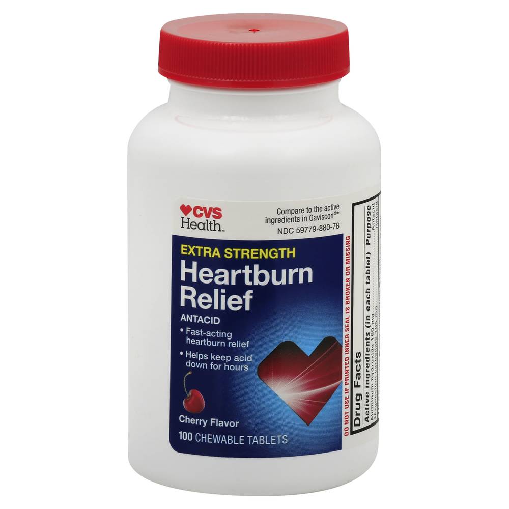 CVS Health Extra Strength Heart Burn Relief Cherry Chewable Antacid Tablets