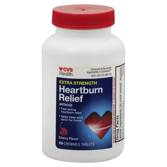 Cvs Health Extra Strength Heart Burn Relief Cherry Chewable Antacid Tablets