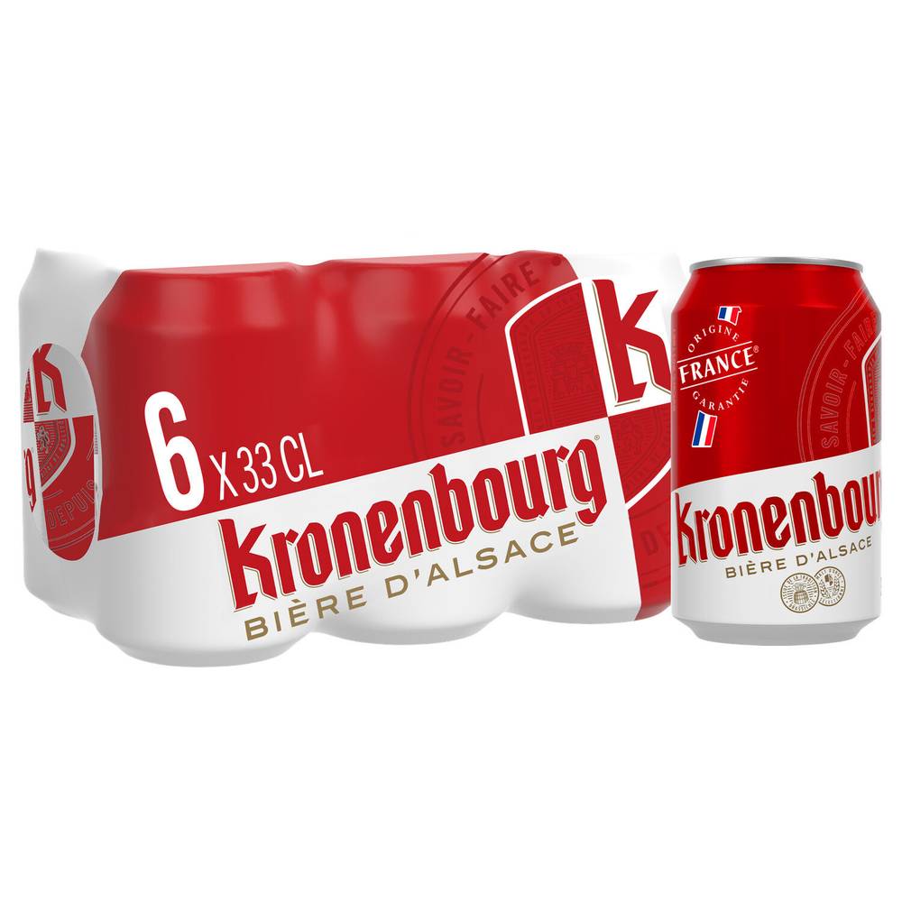 Bière blonde KRONENBOURG - le pack de 6 canettes de 33cL