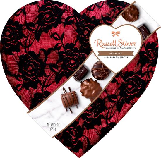 Order Russell Stover Valentine's Day Secret Lace Heart Assorted Milk Chocolate & Dark Chocolate Gift Box, 10 oz food online from CVS store, OCEAN SPRINGS on bringmethat.com