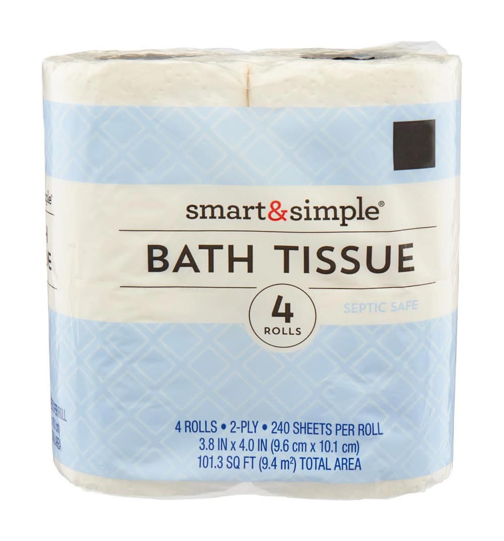Smart & Simple Bath Tissue Sheets, 3.8x4 in (4 x 240 ct)