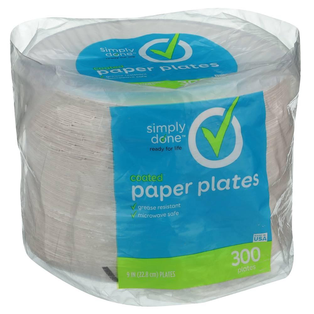 Simply Done Paper Plates, Coated, 9 Inch 300 Ct