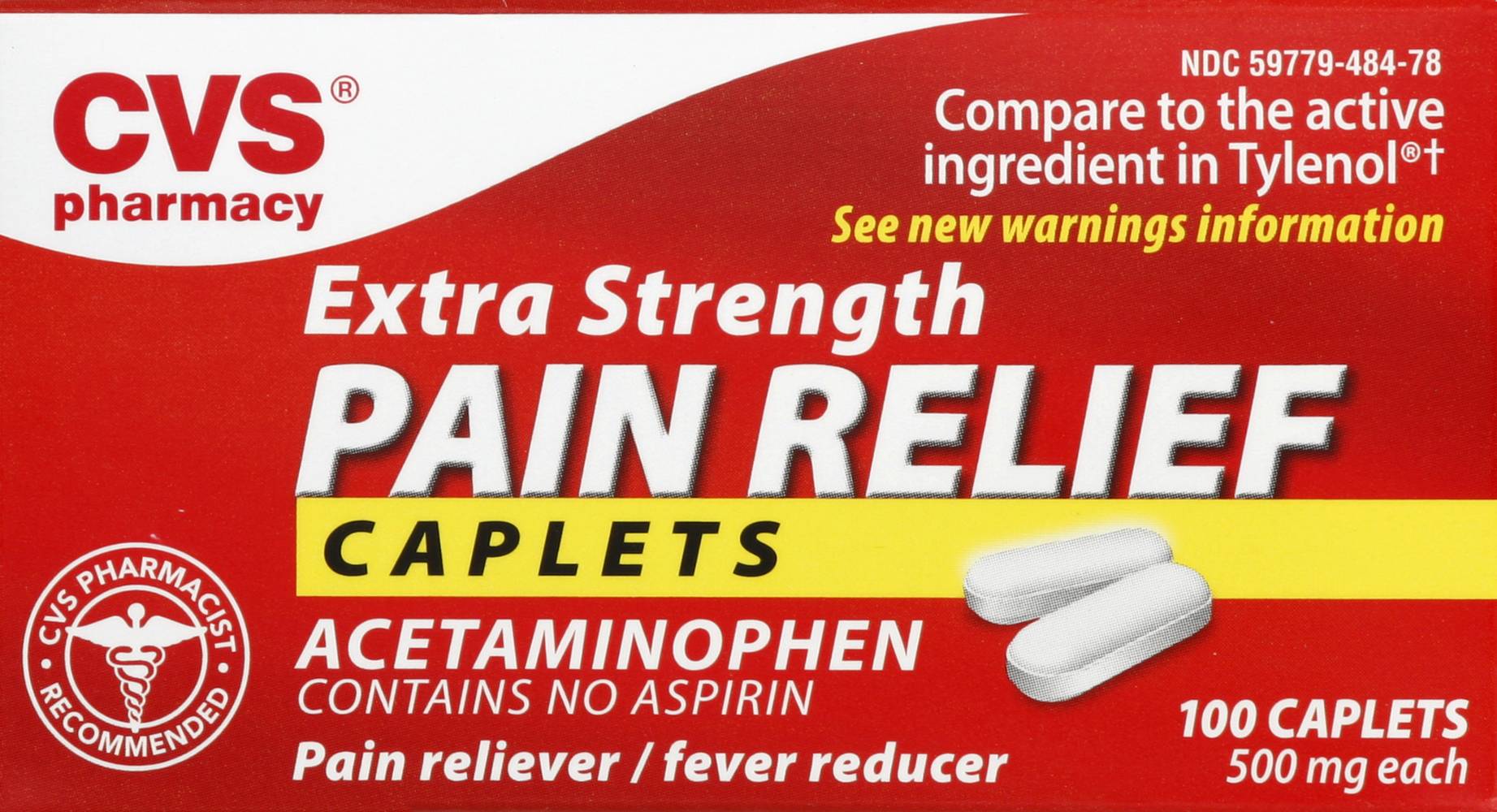 CVS Pharmacy Extra Strength Pain Relief Caplets (100 ct)