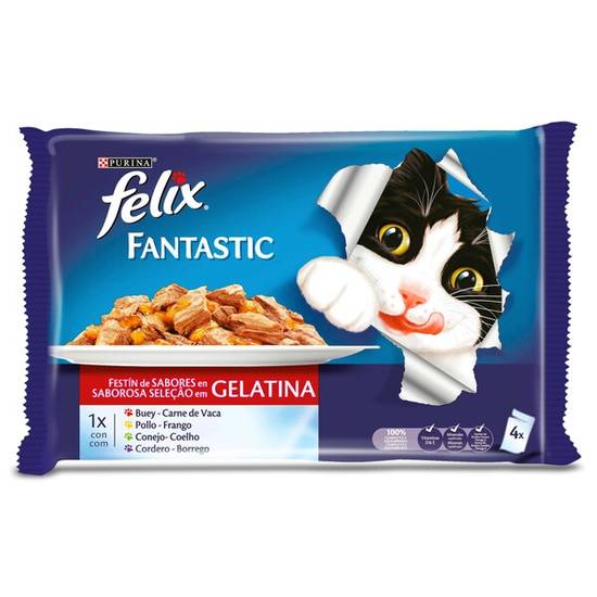 Alimento para gatos en gelatina selección de carnes Félix bolsa 400 g