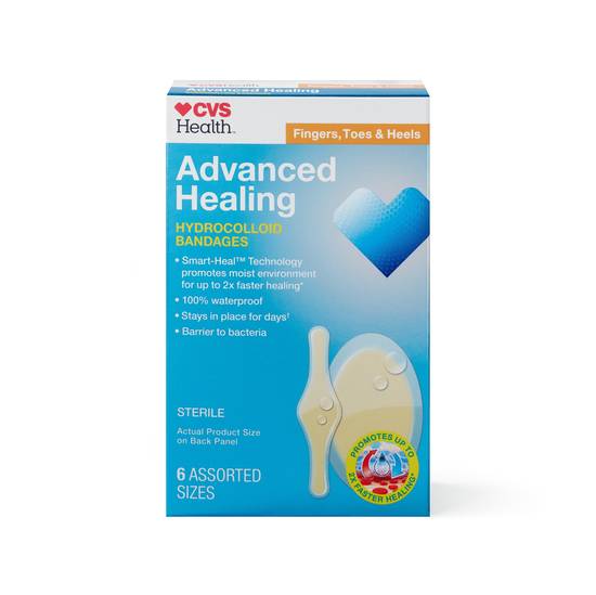 CVS Health Advanced Healing Premium Hydrocolloid Bandages, Assorted Sizes, 6 CT