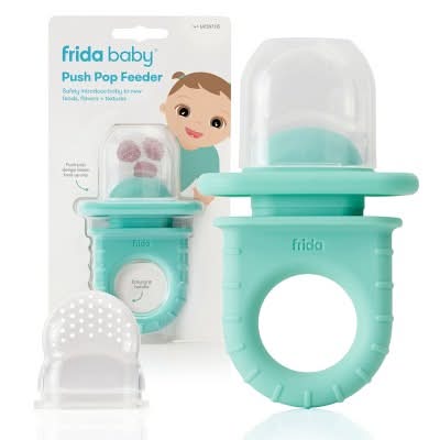 Frida Baby Push Pop Baby Food Feeder, Light Teal Blue