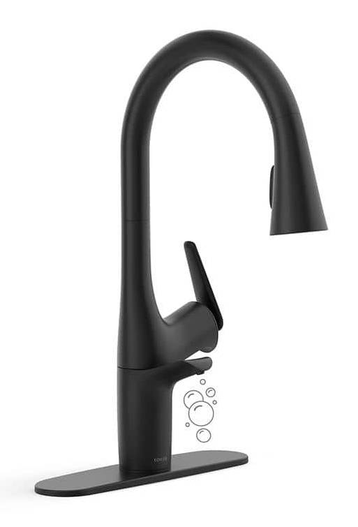 Kohler Safia 1-Handle Pull Down Sprayer Kitchen Faucet With Integrated Soap Dispenser In Matte Black