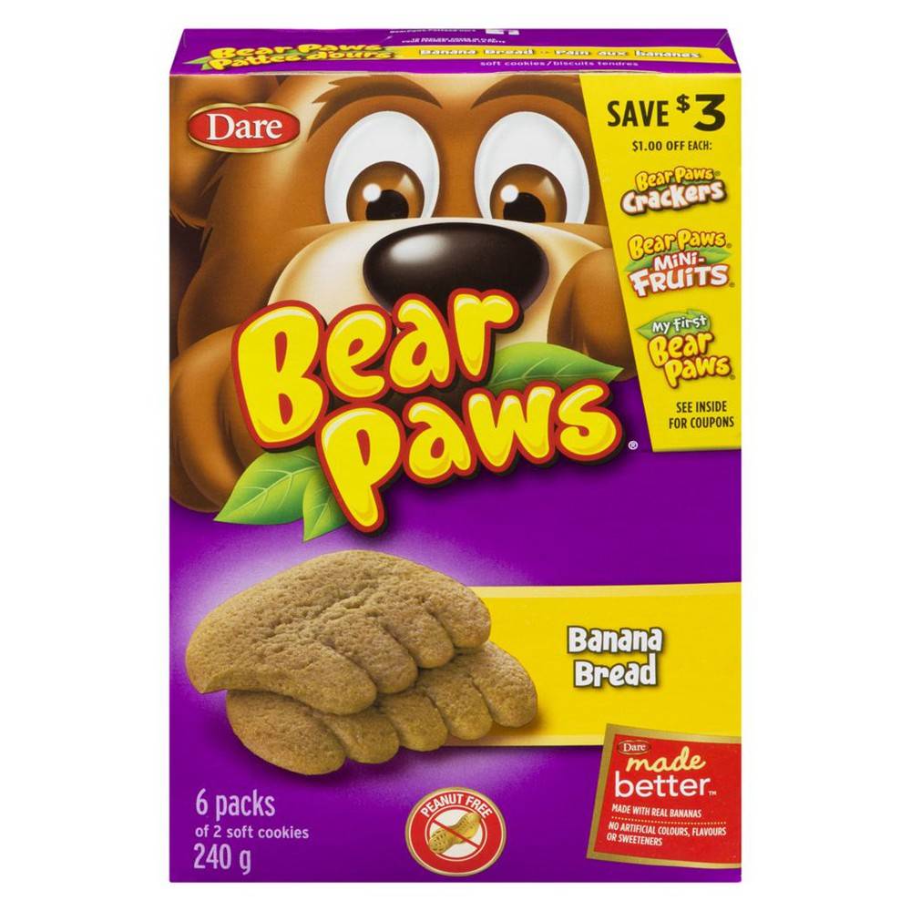 Bear Paws Soft Snack Cookies, Banana Bread (240 g, 6 ct)