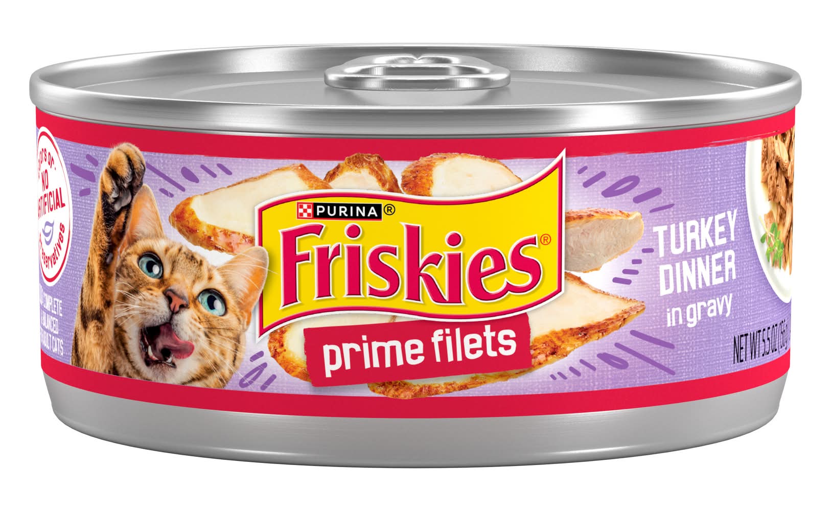 Purina Friskies Prime Filets in Gravy Wet Cat Food, Turkey Dinner, Adult (5.5 oz)