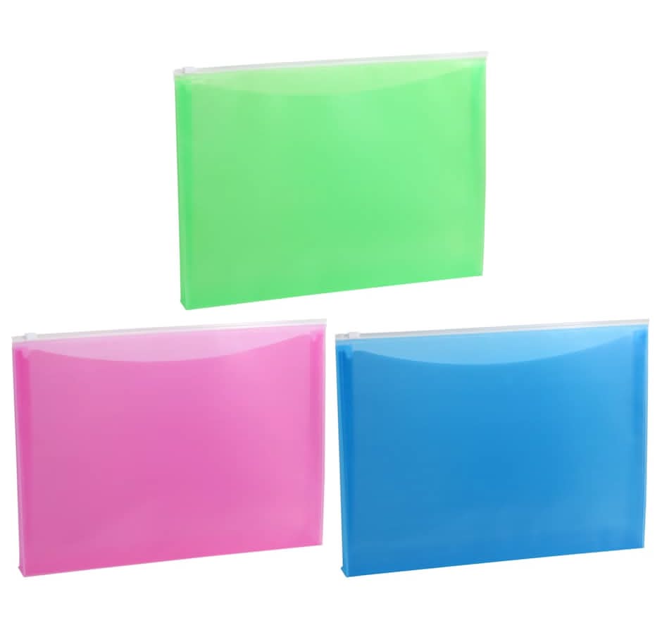 Jot Protective Document Pouches With Zipper Closures, Assorted (3 ct)