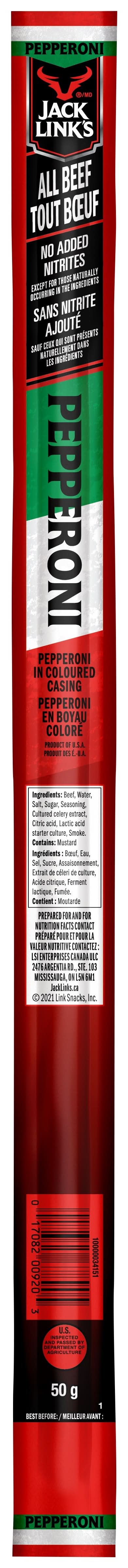 JACK LINKS PEPPERONI BEEF STICKS 50G