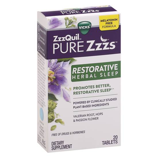 Vicks Zzzquil Pure Zzzs Restorative Herbal Sleep Tablets