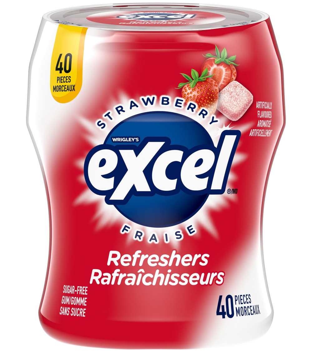 Excel Sugar Free Chewing Gum, Strawberry (1.9 g, 40 ct)