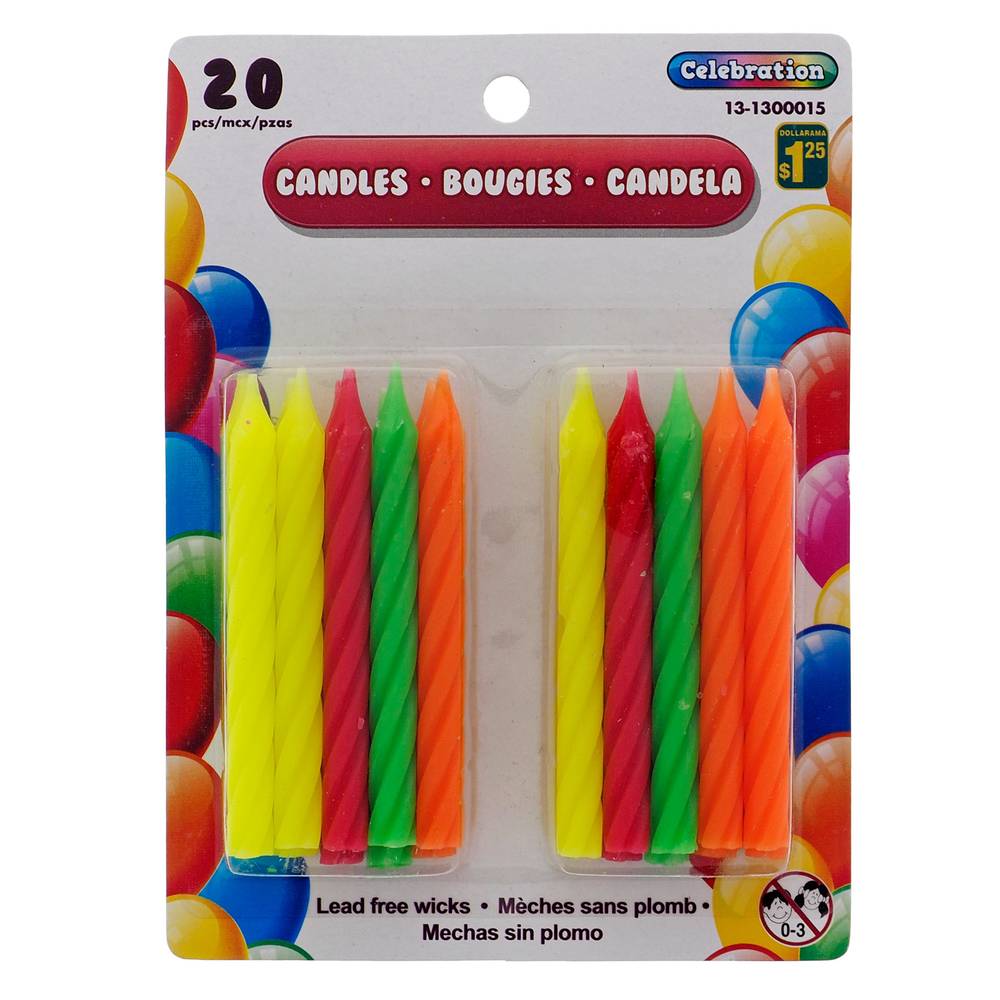 Large Spiral Birthday Candles, 20 Pack