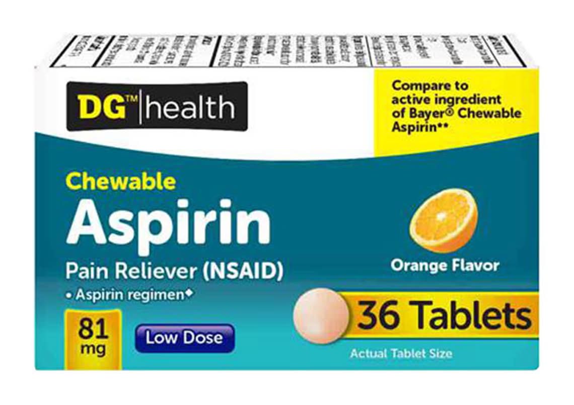 Dg Health Chewable Aspirin Tablets Orange - 36 Ct